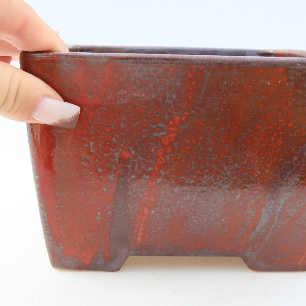 Keramik-Bonsai-Schale 15,5 x 15,5 x 11 cm, Farbe: rot