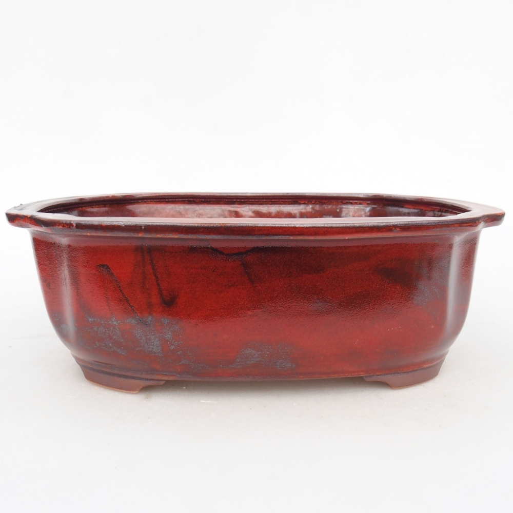 Bonsaischale aus Keramik 22 x 18 x 7,5 cm, Farbe rot