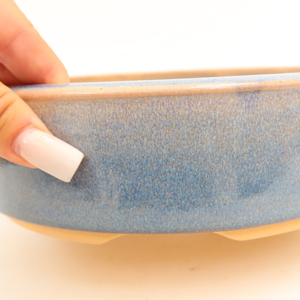 Keramik-Bonsai-Schale 22,5 x 22,5 x 6 cm, Farbe: Blau