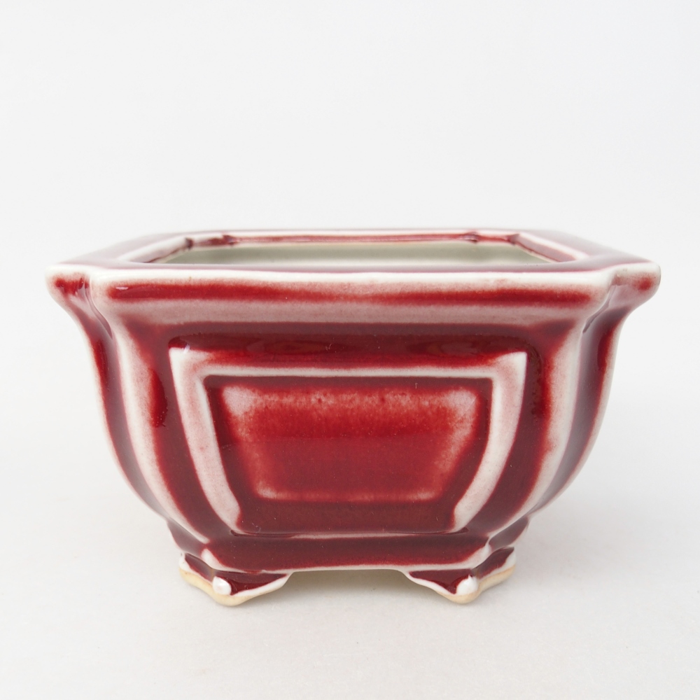 Bonsaischale aus Keramik 11 x 11 x 7 cm, Farbe rot