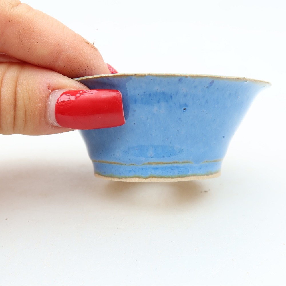 Bonsaischale aus Keramik 7 x 7 x 3 cm, Farbe blau