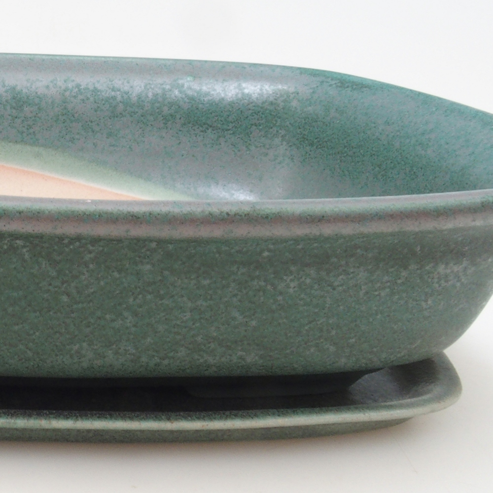 Bonsaischale + Untertasse H09 - 30 x 23 x 7,5 cm - grün