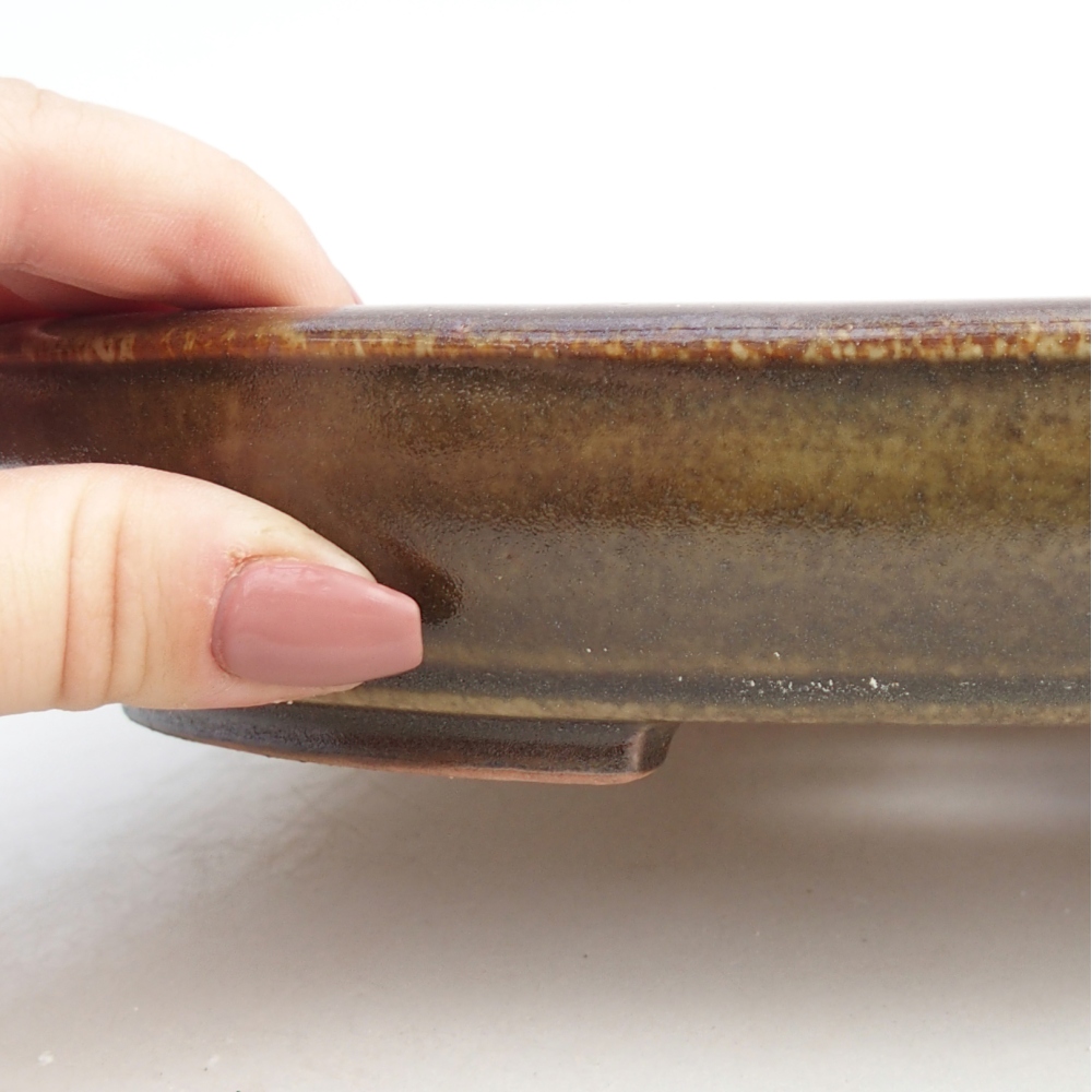 Bonsaischale aus Keramik 24,5 x 20 x 4 cm, braun