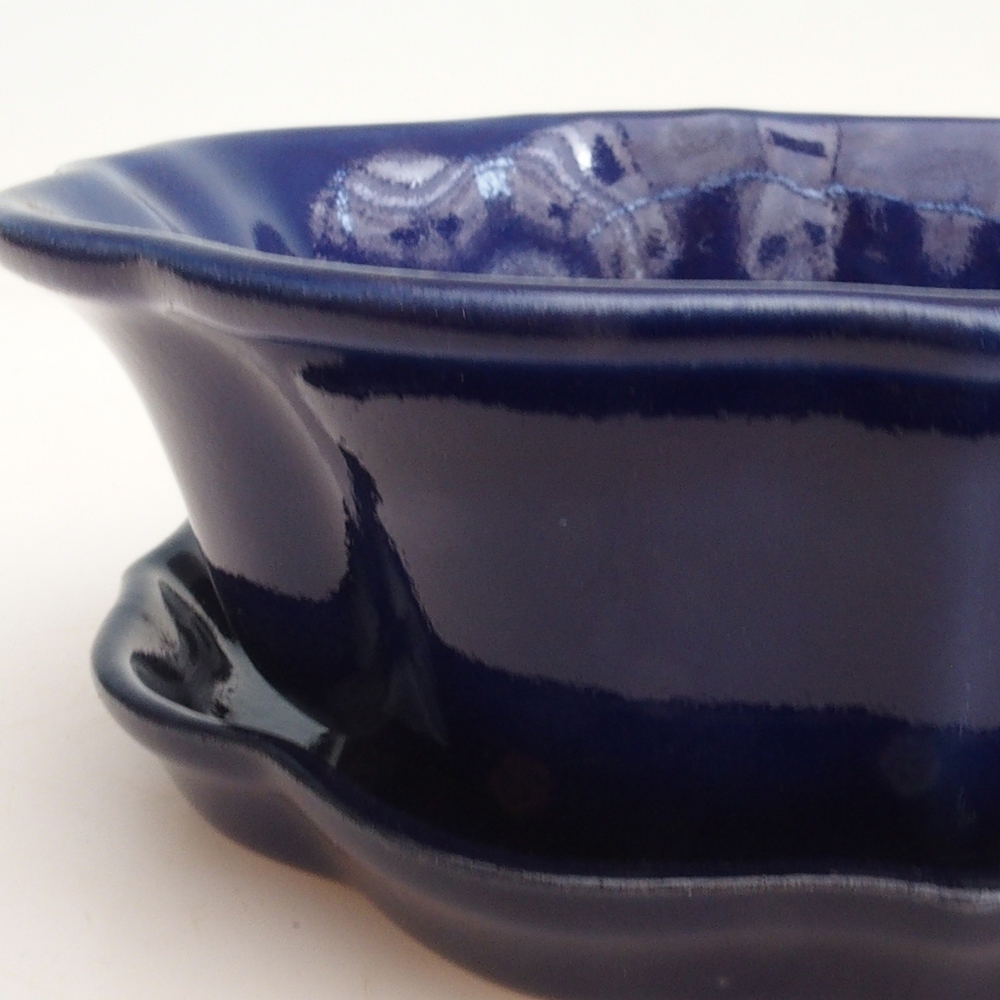 Bonsaischale + Untertasse H06 - 14,5 x 14,5 x 5 cm - blau