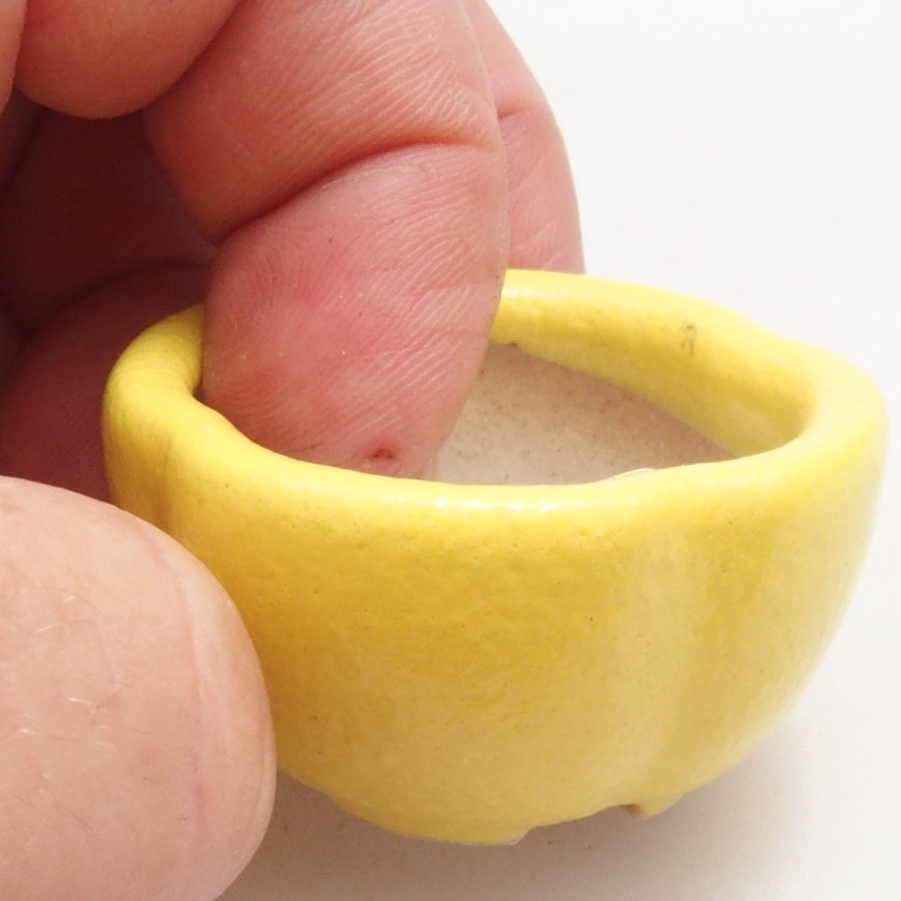 Bonsaischale aus Keramik 4 x 4 x 2 cm, gelb