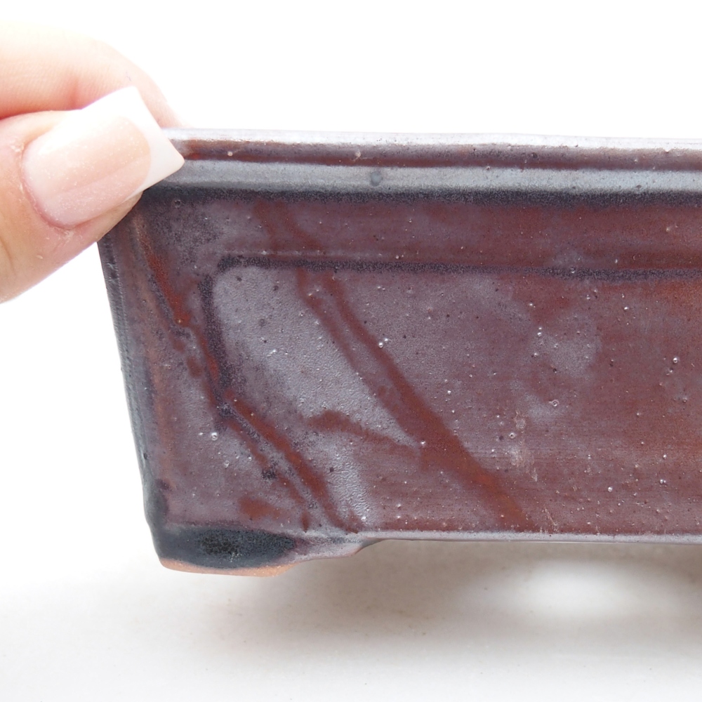 Bonsaischale aus Keramik 13,5 x 10 x 5,5 cm, schwarz-metallic