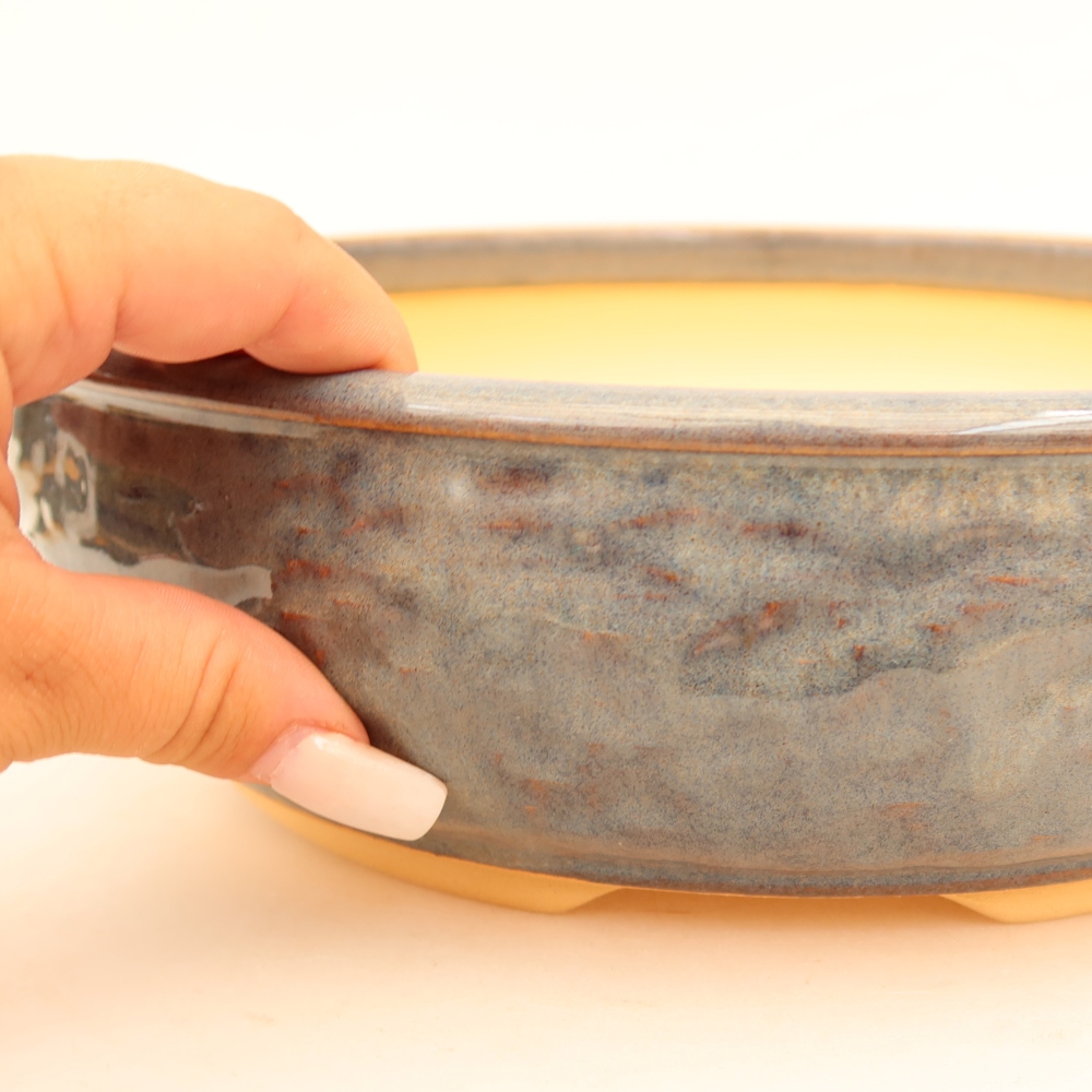 Keramik-Bonsai-Schale 26,5 x 26,5 x 7,5 cm, Farbe: grau