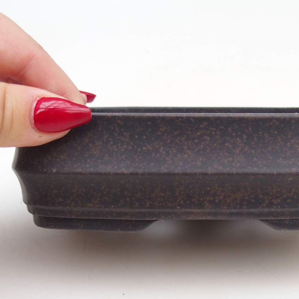 Bonsaischale aus Keramik 14,5 x 10,5 x 4 cm, Farbe bräunlich ocker