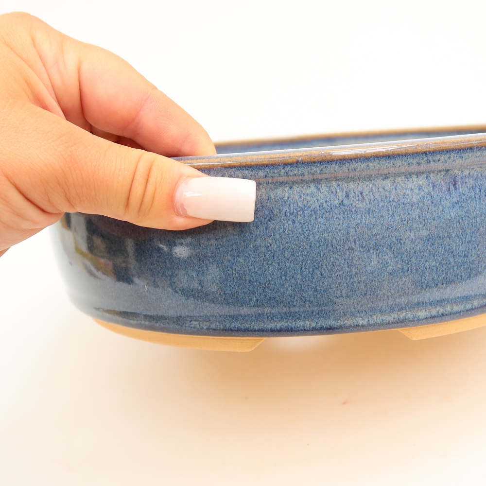 Keramik-Bonsai-Schale 22,5 x 22,5 x 6,5 cm, Farbe: Blau