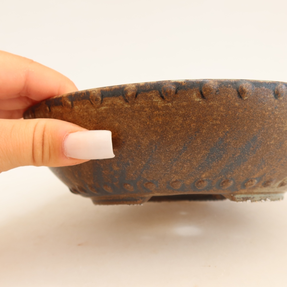 Bonsaischale aus Keramik 17,5 x 17,5 x 4,5 cm, braun