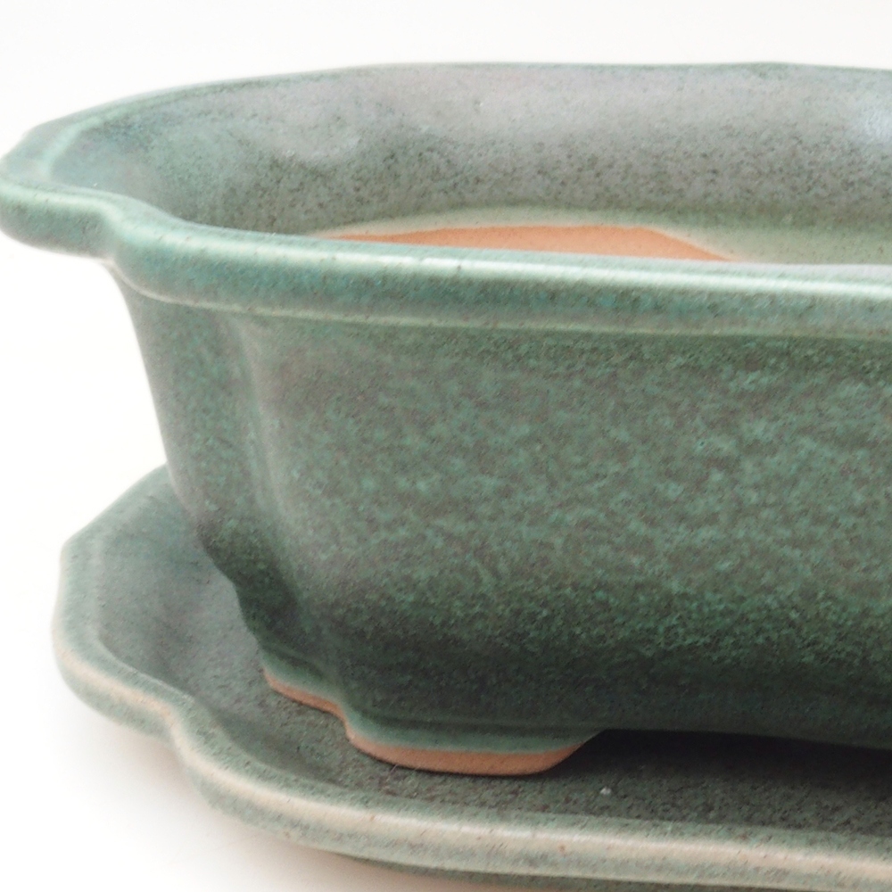 Bonsaischale + Untertasse H51 - 18x14x5 cm - grün