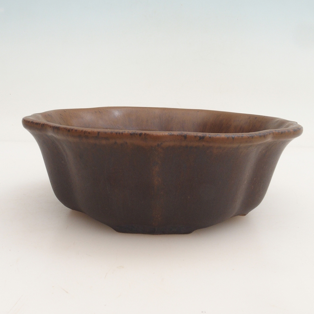 Bonsaischale + Untertasse H06 - 14,5 x 14,5 x 5 cm - braun
