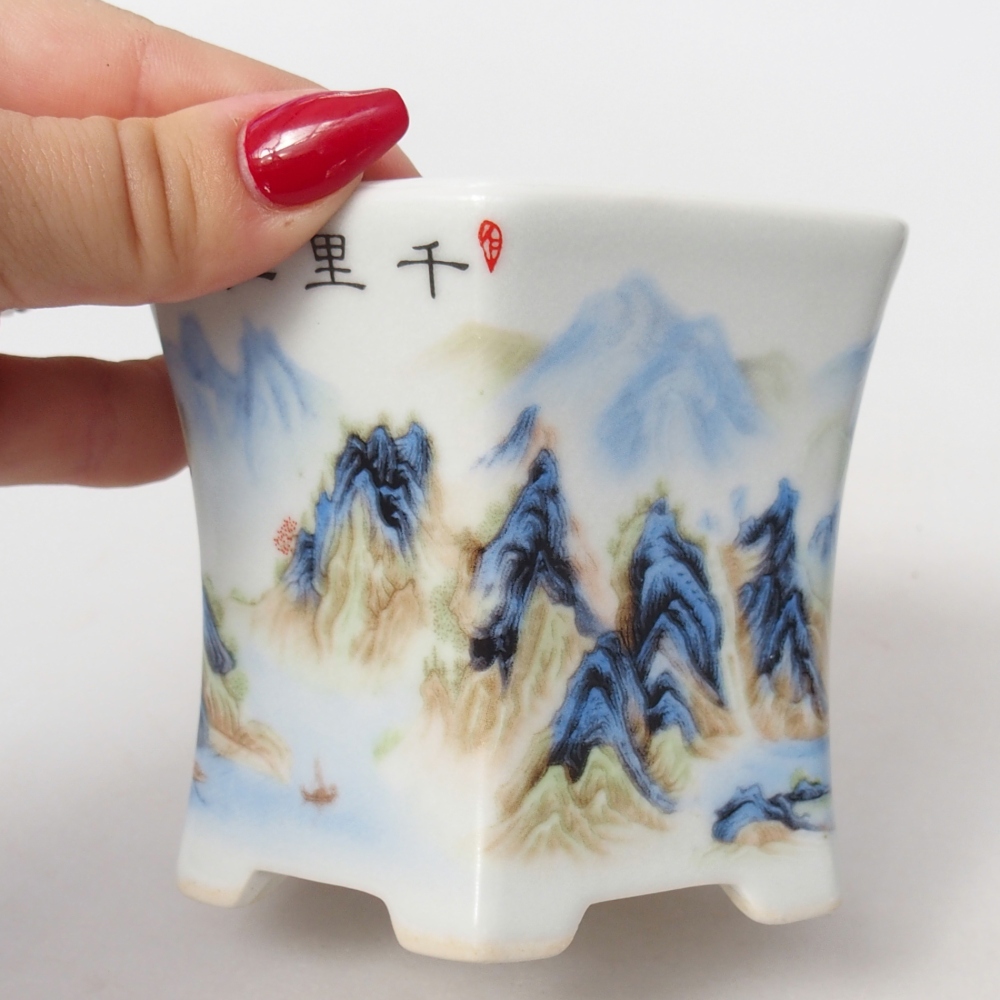 Bonsaischale aus Keramik 10,5 x 9,5 x 9 cm, Farbe weiß