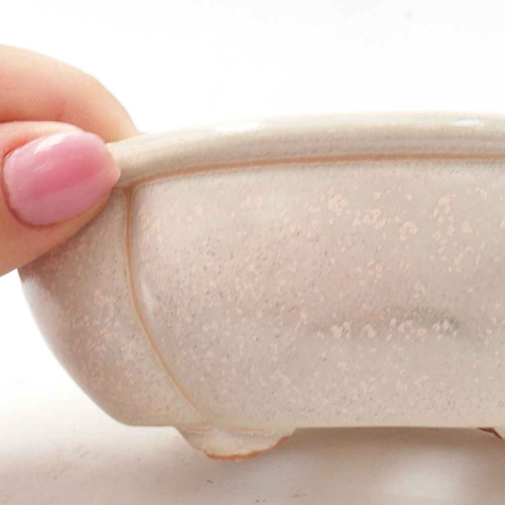 Bonsaischale aus Keramik 12,5 x 10 x 4,5 cm, Farbe beige