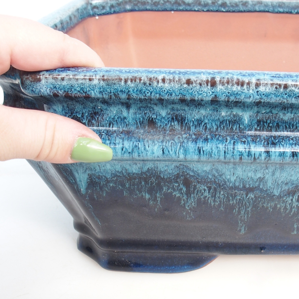 Schale 36,5 x 26 x 12,5 cm blau-weiß