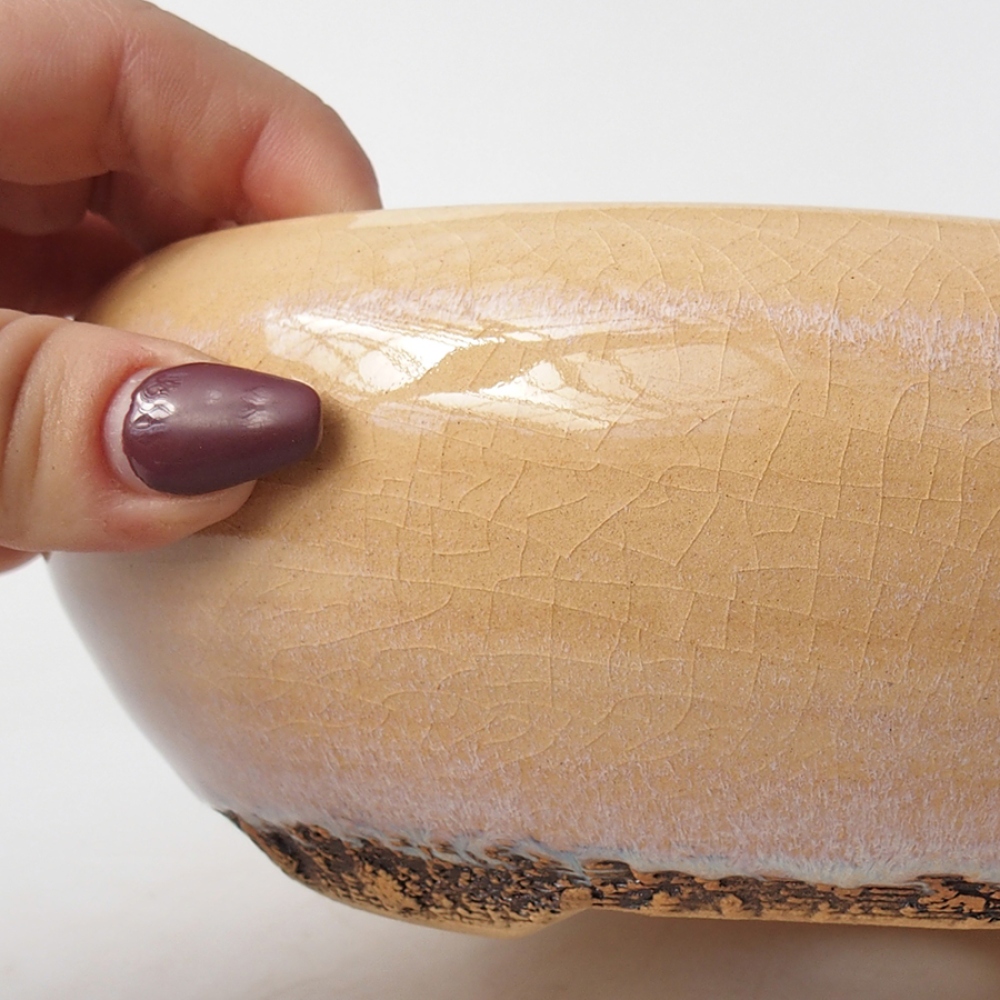 Bonsaischale aus Keramik 18 x 18 x 6 cm, Farbe beige