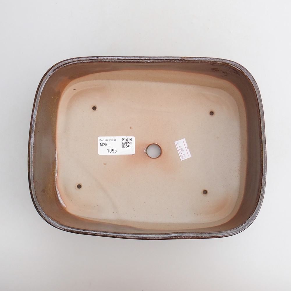 Bonsaischale aus Keramik 23 x 18 x 7,5 cm, Farbe braun-grün