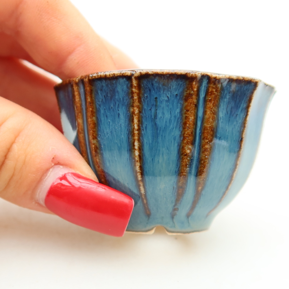Keramik-Bonsai-Schale, 5,5 x 5,5 x 3,5 cm, Farbe: Blau
