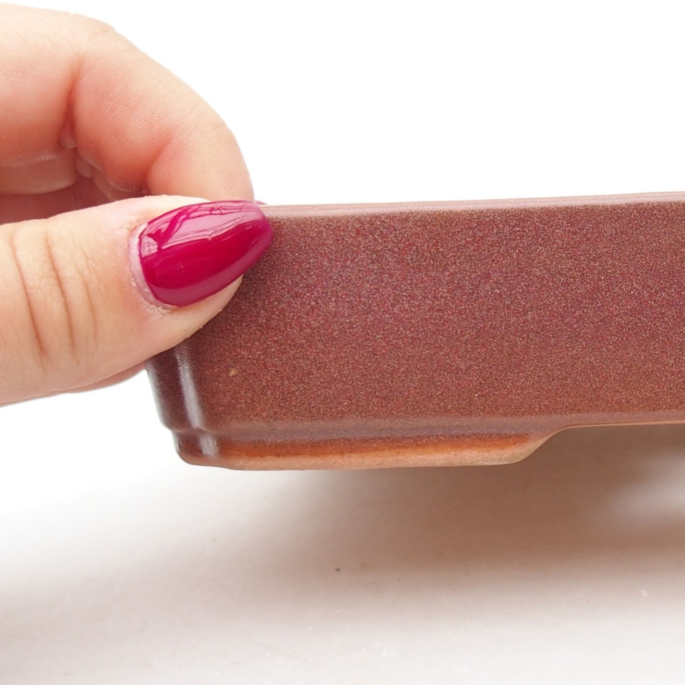 Bonsaischale aus Keramik 18 x 13 x 3 cm, bordeauxrot