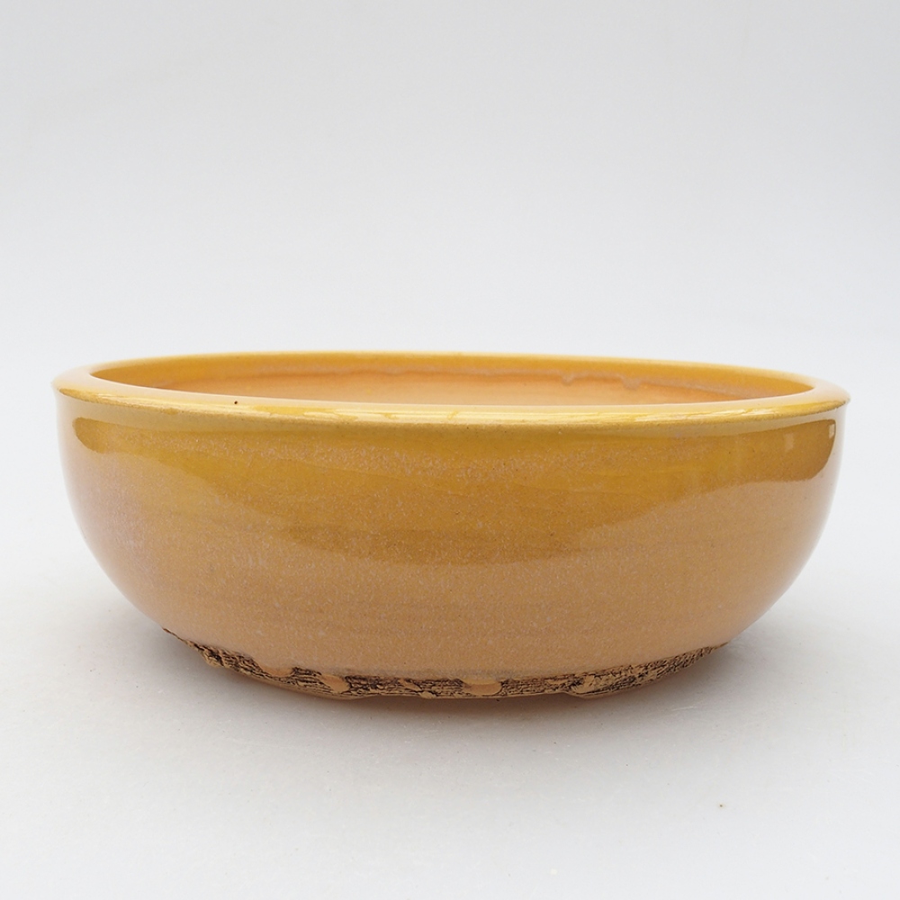 Bonsaischale aus Keramik 18,5 x 18,5 x 6 cm, gelb