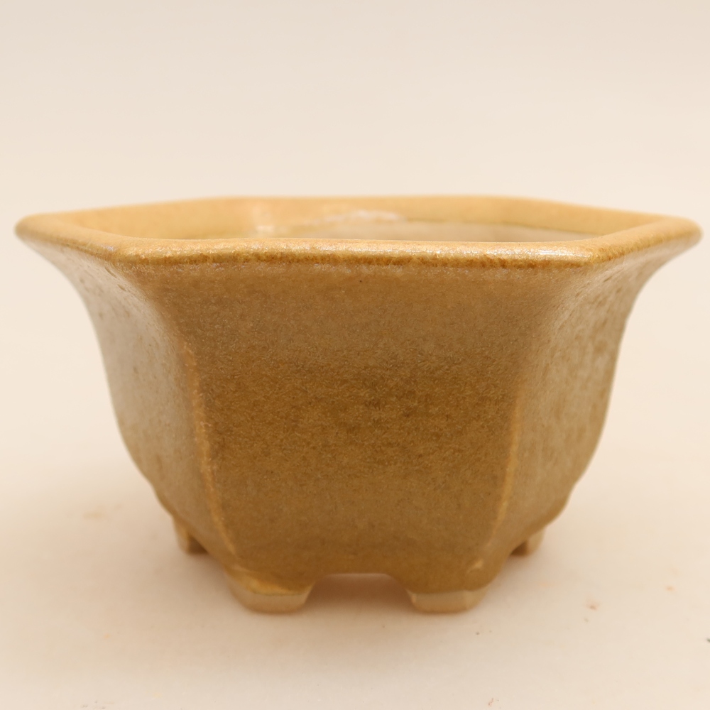 Keramik-Bonsai-Schale, 10,5 × 9,5 × 5,5 cm, Farbe: Beige