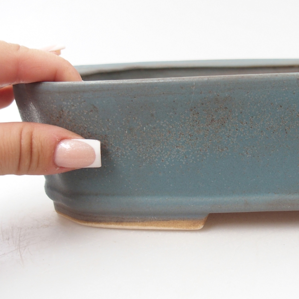 Bonsaischale aus Keramik 24,5 x 21,5 x 6,5 cm, Farbe blau