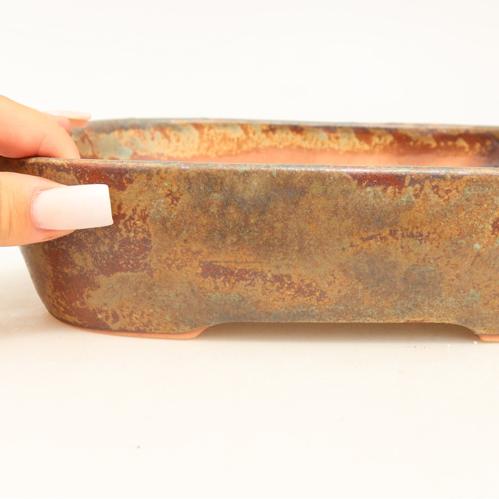 Keramik-Bonsai-Schale, 23 x 18 x 5,5 cm, Farbe: braun-grün