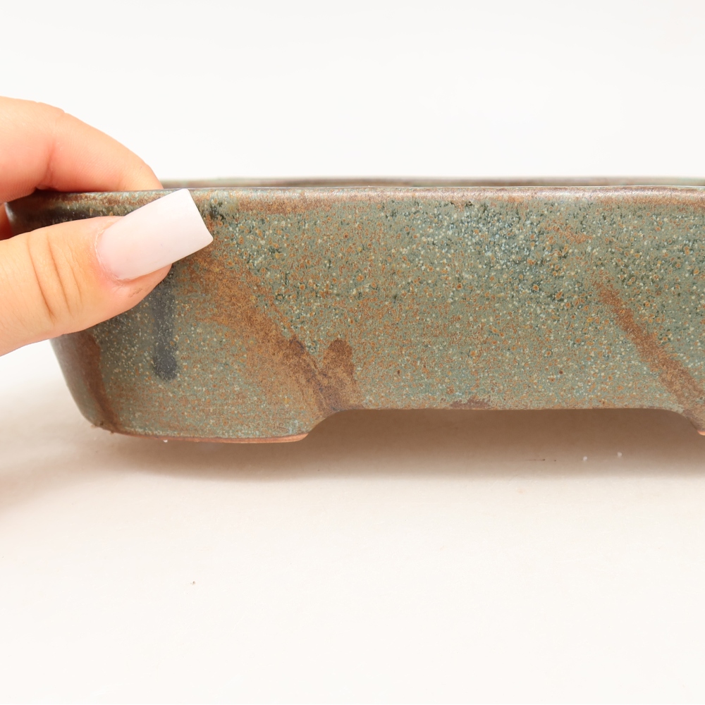 Keramik-Bonsai-Schale, 23 x 18 x 5,5 cm, Farbe: braun-grün
