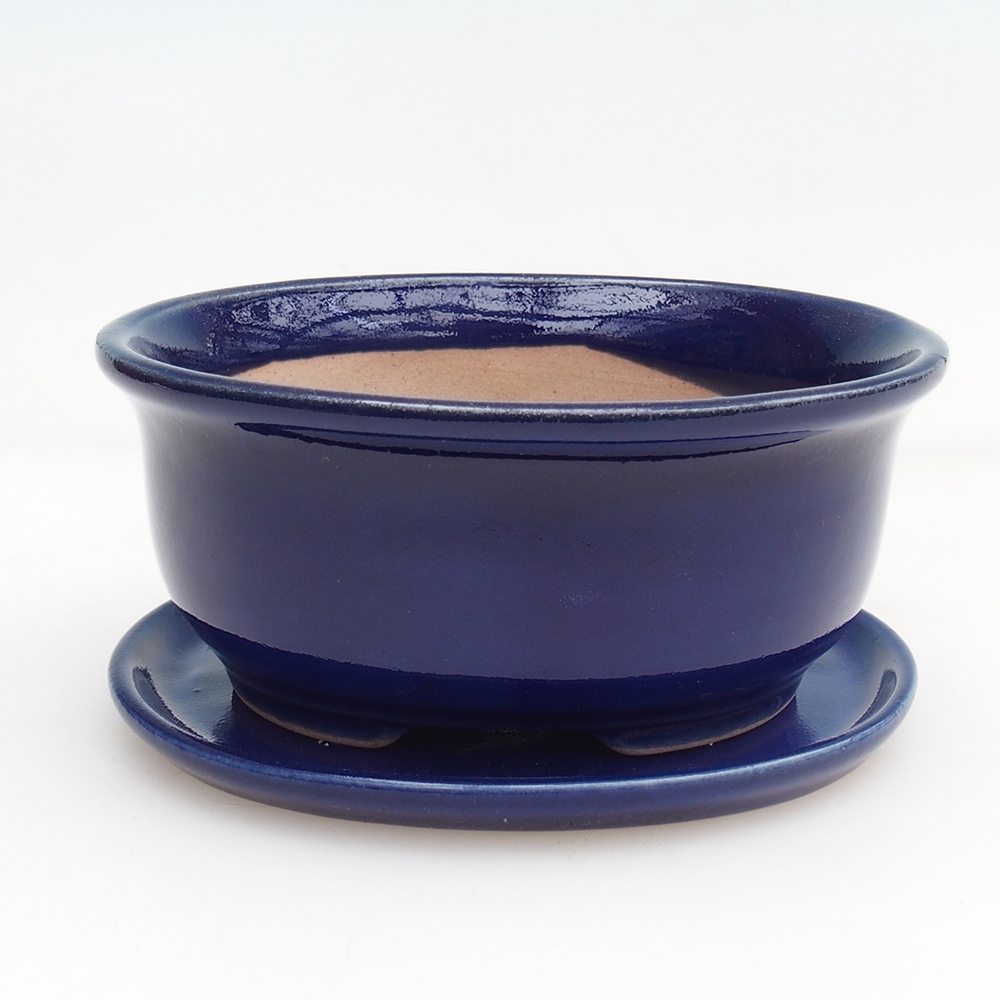 Bonsaischale + Untertasse H11 - 11,5 x 10 x 4 cm - grün