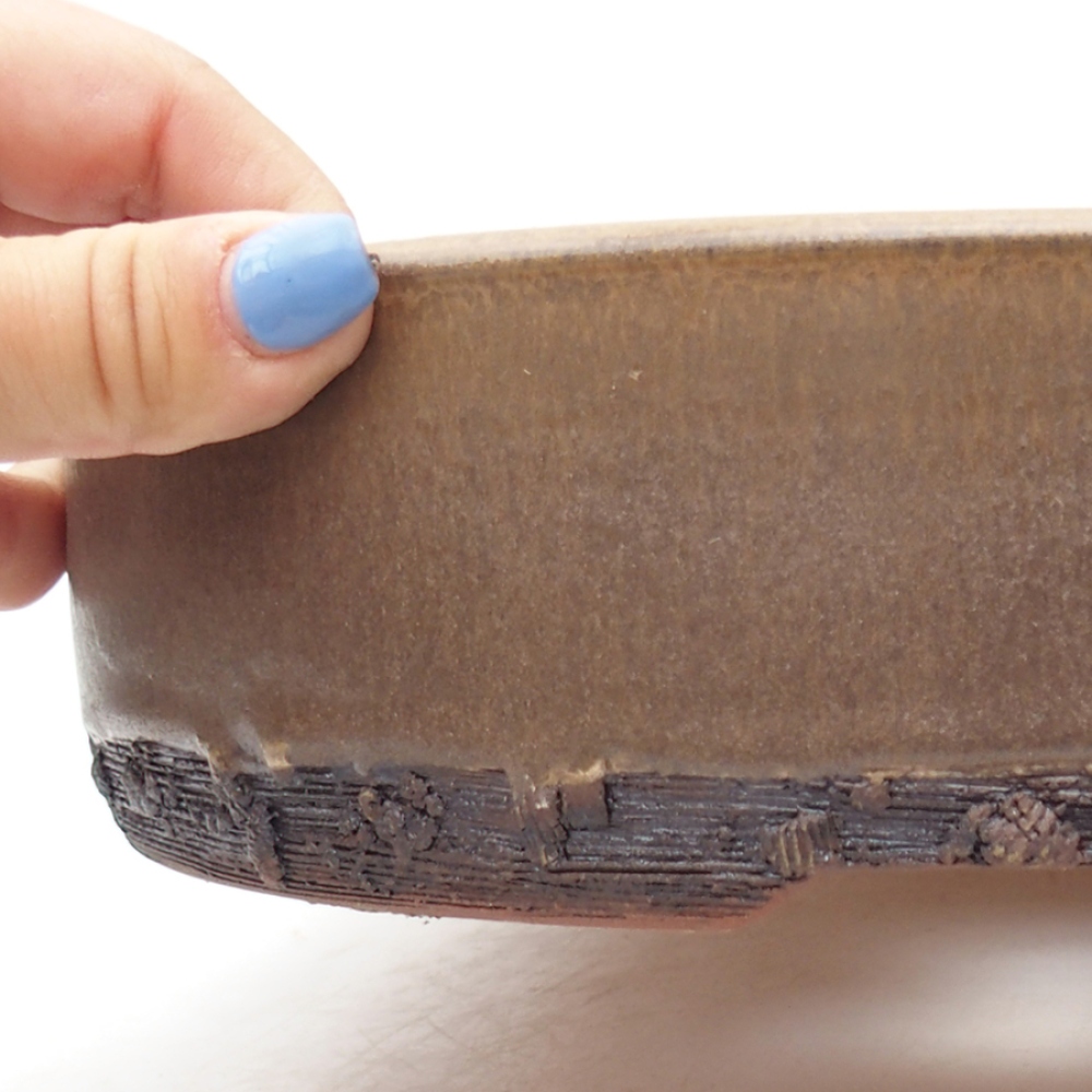 Bonsaischale aus Keramik 24,5 x 24,5 x 6 cm, braun