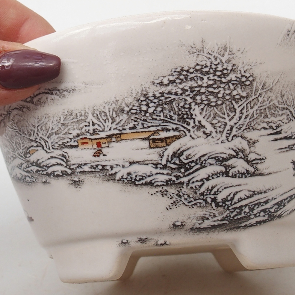 Bonsaischale aus Keramik 12 x 12 x 6,5 cm, Farbe weiß