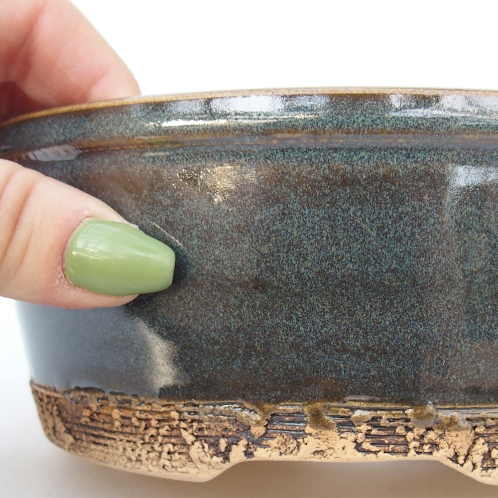 Bonsaischale aus Keramik 16 x 16 x 6 cm, blau-grau