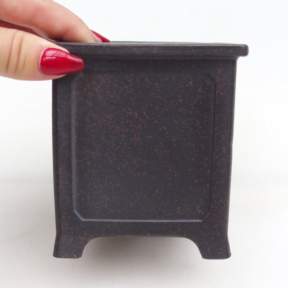 Bonsaischale aus Keramik 9,5 x 9,5 x 10 cm, bräunlich ocker