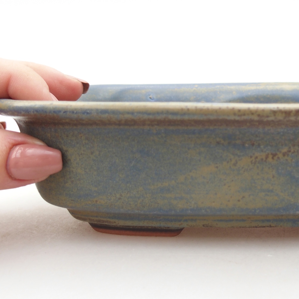 Bonsaischale aus Keramik 18,5 x 13,5 x 5 cm, Farbe blau