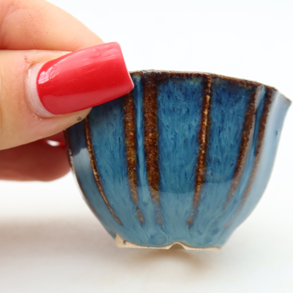 Keramik-Bonsai-Schale, 5,5 x 5,5 x 3,5 cm, Farbe: Blau
