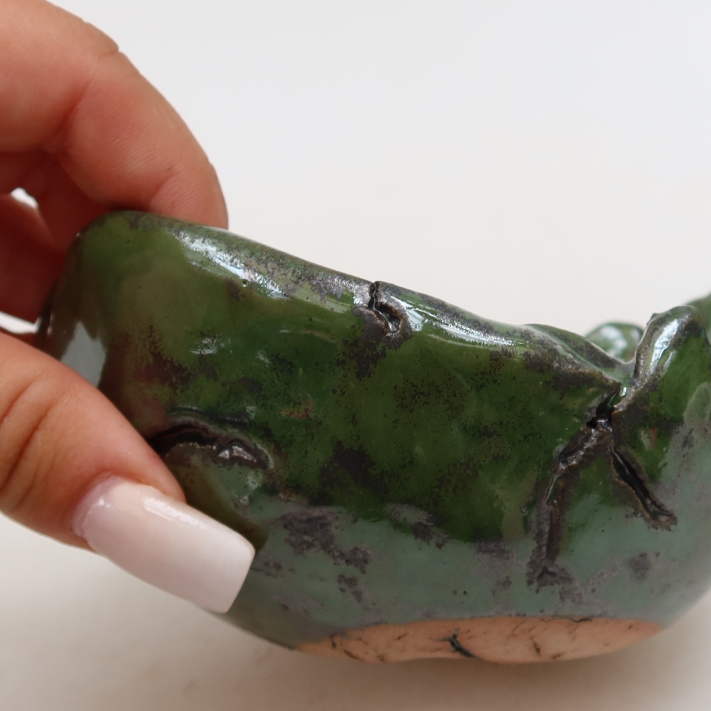 Keramikschale  11,5 x 10,5 x 7 cm, Farbe: grün