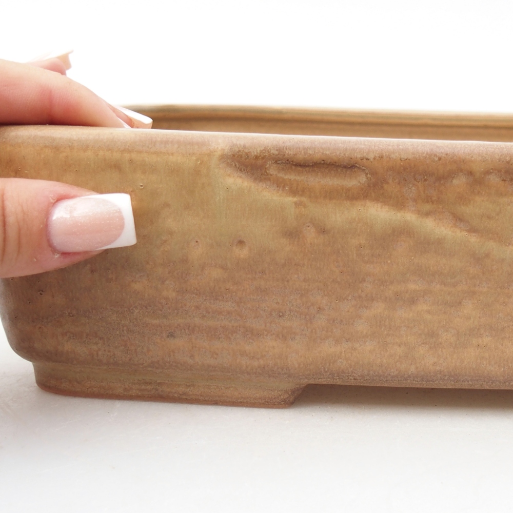 Bonsaischale aus Keramik 26,5 x 20,5 x 6,5 cm, Farbe beige