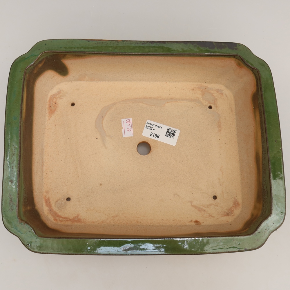 Bonsaischale aus Keramik 27,5 x 21,5 x 7 cm, grün