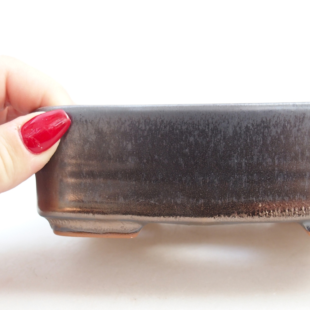 Bonsaischale aus Keramik 14,5 x 10,5 x 4,5 cm, metallfarben