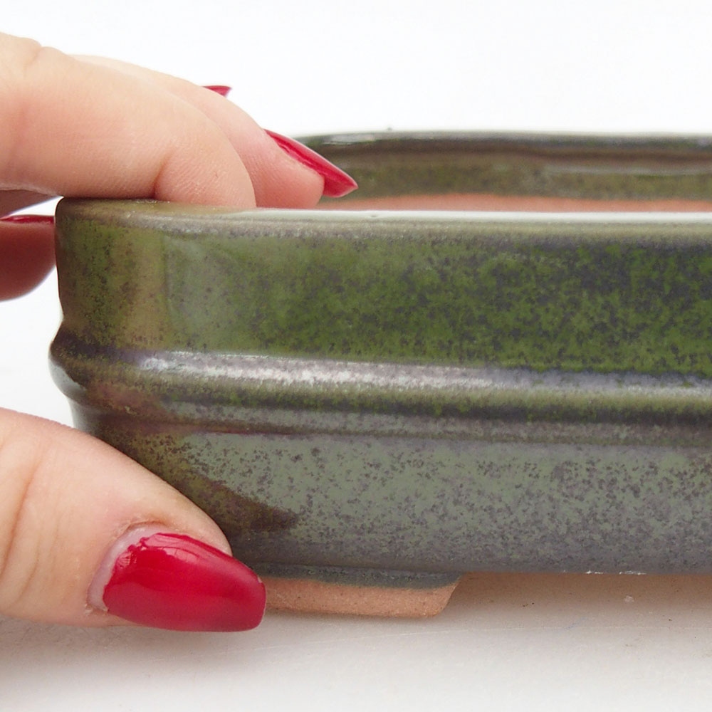 Bonsaischale aus Keramik 14,5 x 12,5 x 4,5 cm, grün