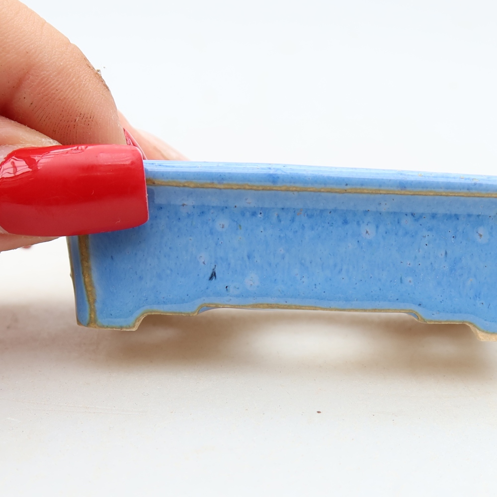 Keramik-Bonsai-Schale, 7 × 5 × 2 cm, Farbe: Blau