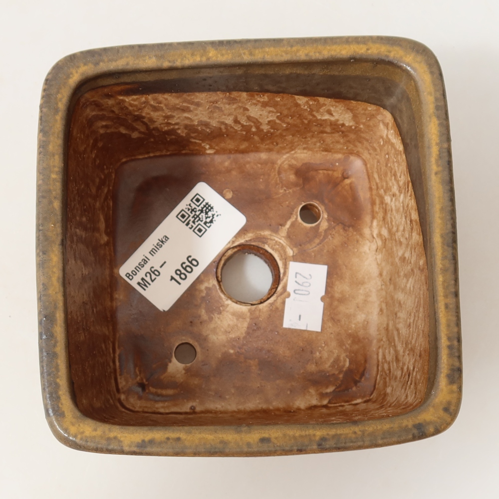 Keramik-Bonsai-Schale, 10,5 × 10,5 × 7 cm, Farbe: braun